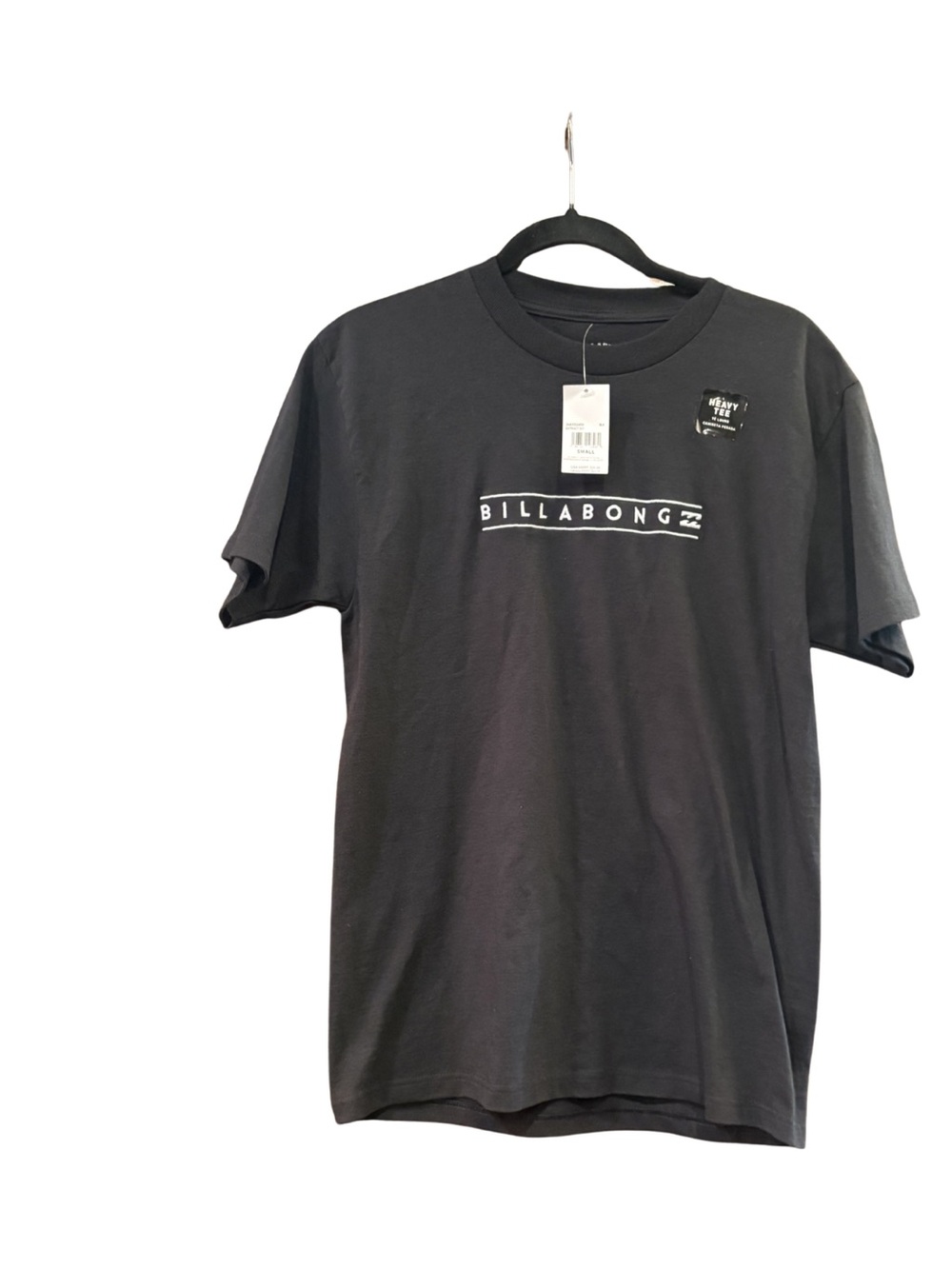 Billabong $36 NWT 100% cotton Black Crewneck Short Sleeve Tee w/ White Logo S